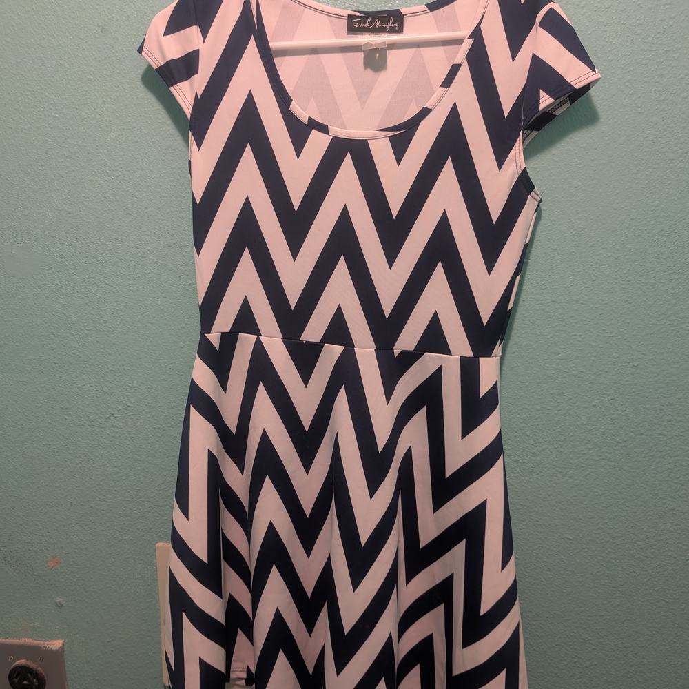 Faded Glory Navy and White Chevron Mini Dress